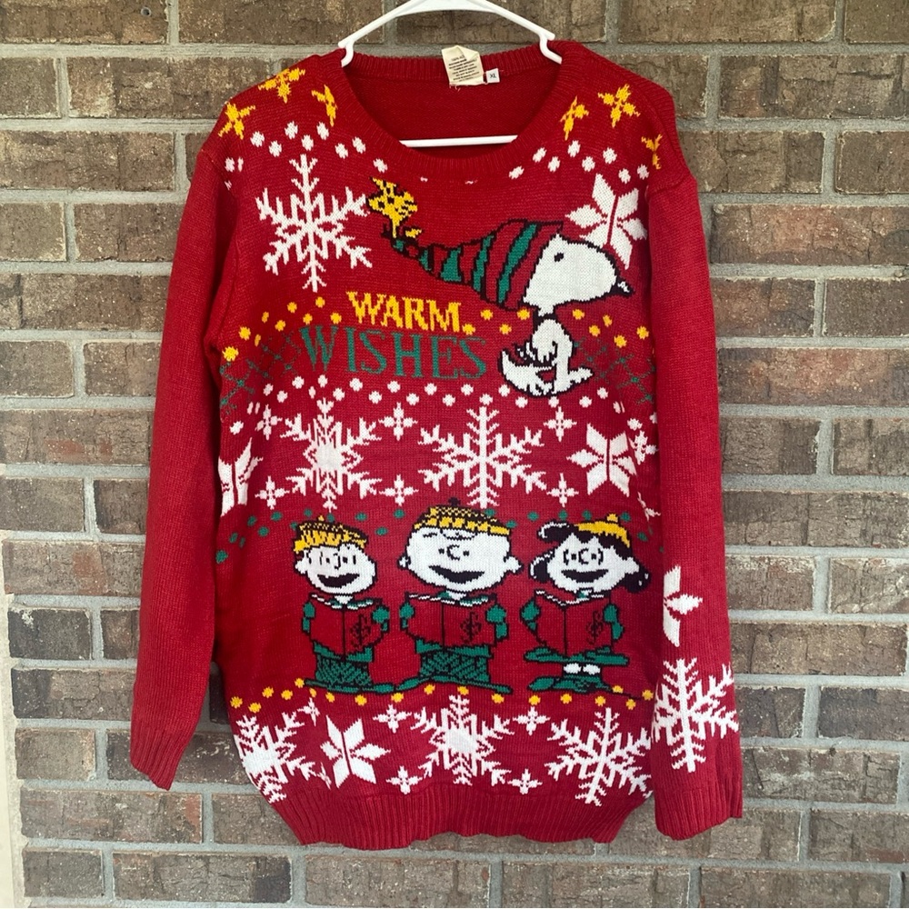 Red Peanuts Christmas Sweater Unisex XL